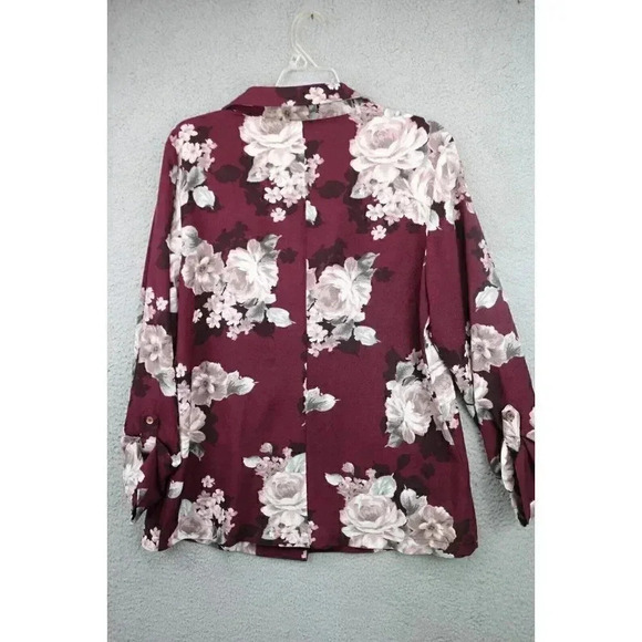 Guess Women's Roll Tab Blazer-Faux Pockets-Floral-Large - Picture 7 of 9